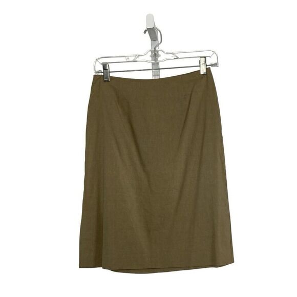 Theory 2 Tan Knee Length Skirt Y2K Vintage A-Line Linen Rayon Suiting Separate - Picture 1 of 7